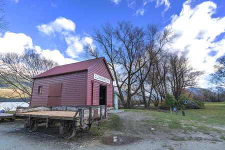 Iconic Red-Color house in Glenorchy, Queenstown, New Zealandのeditorial素材