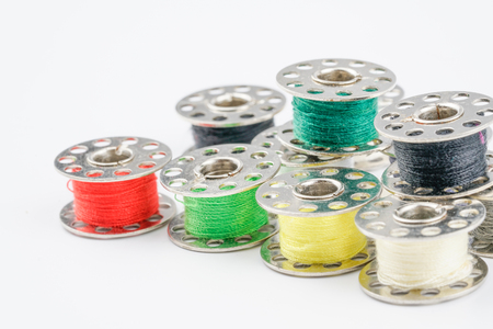 Spools of thread with close up view