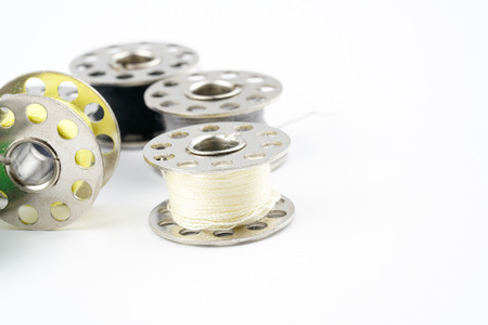 Spools of thread with close up view