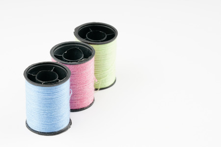 Spools of thread with close up view