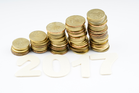 yellow coins stacking with finance bussiness concept.の写真素材