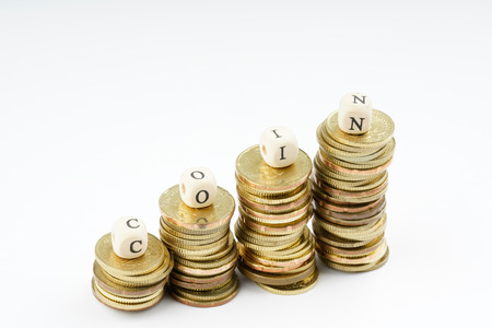 yellow coins stacking with finance bussiness concept.