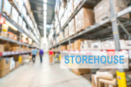 Warehouse or storehouse with conceptual textの写真素材