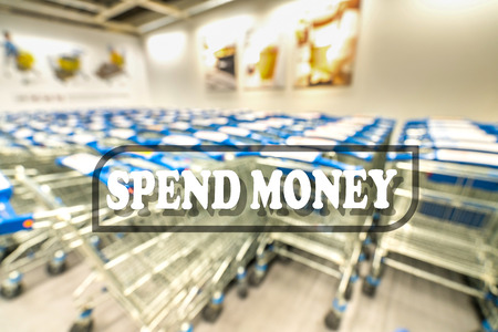 Text of business concept with trolley blurred backgroundの写真素材