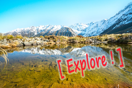 Clear water with mount cook reflection at New Zealand