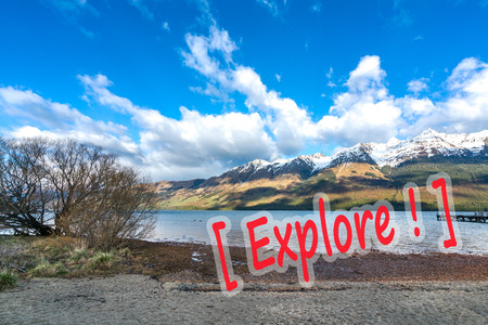 Lake with mountain at Glenorchy, New Zealand.の写真素材