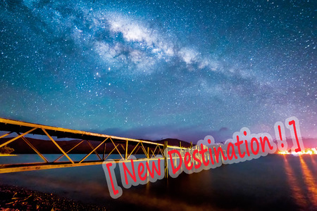 Night milkyway with wooden jetty at Te Anau, New Zealand