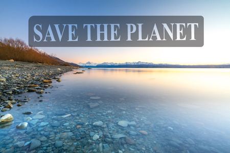 Stone lake with sunrise background.の写真素材