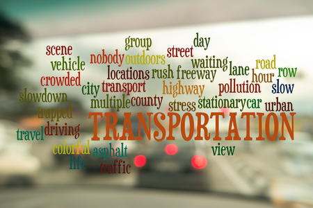 Blur image view from inside car with text citylife concept.の写真素材