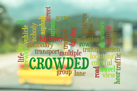 Blur image view from inside car with text citylife concept.の写真素材