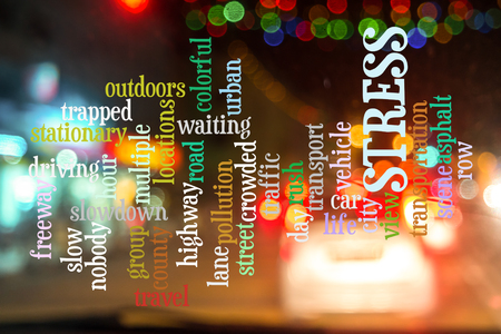 Blur image view from inside car with text citylife concept.の写真素材