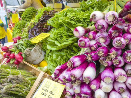 VENICE, ITALY - MAY 07, 2017: Farm street market direct from farmer with fresh and healty vegetables.のeditorial素材