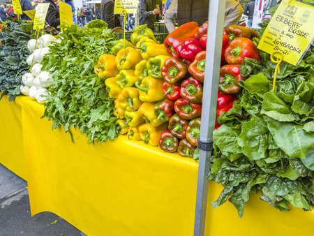 VENICE, ITALY - MAY 07, 2017: Farm street market direct from farmer with fresh and healty vegetables.のeditorial素材