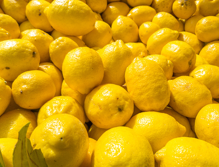 Big bunch of lemons at farmers market
