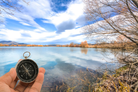 Lake water reflection with lenticular cloud skiesの写真素材