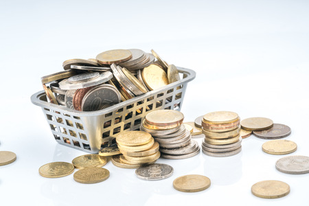 Coins with financial conceptの写真素材