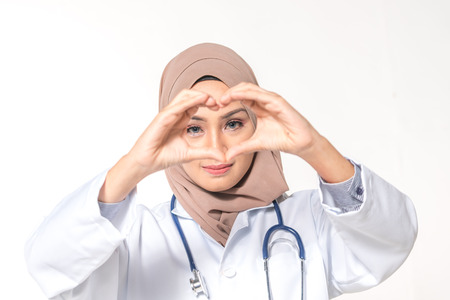 Portrait of hijab medical doctor with healthy concept.の写真素材