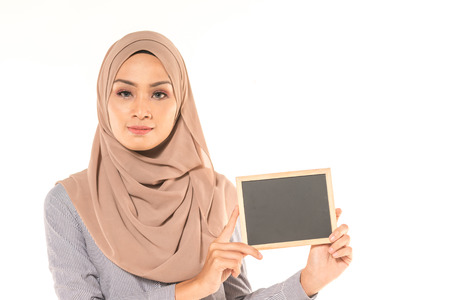 Hijab collage with blackboard.の写真素材