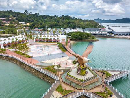 LANGKAWI, MALAYSIA - SEPTEMBER 14, 2017: Aerial view of Dataran Helang (Eagle Land), most attractive place in Langkawi.のeditorial素材