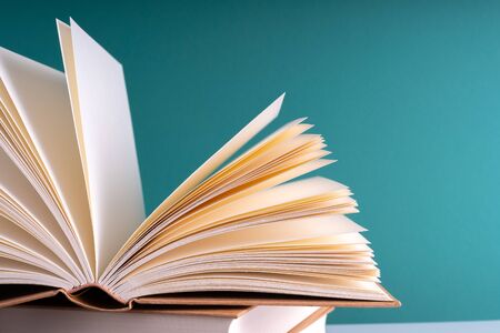 Book shelf with close up view.