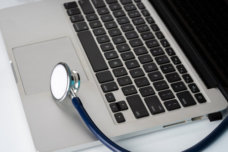 Stethoscope and laptop with the medical concept.の写真素材