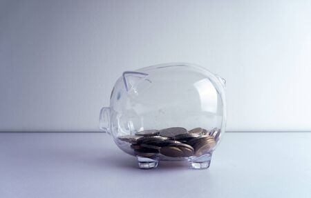 Piggy bank with low light. Banking concept.