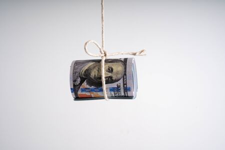 Money and a rope with financial concept.の写真素材