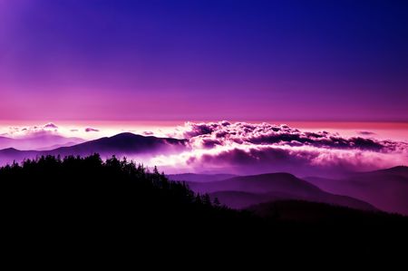 High Contrast evening in the Great Smoky Mountainsの写真素材