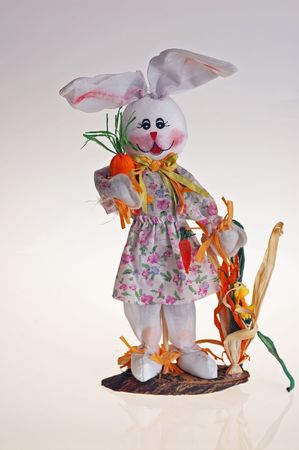Easter bunny and colorful painted eggsの写真素材