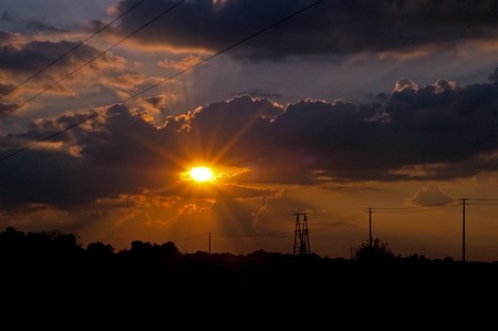 beautiful sunset in Polandの写真素材