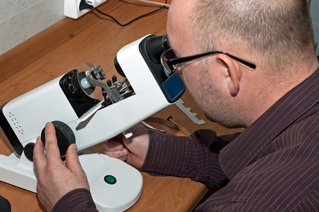The production and repair of glasses in the optician'sの写真素材