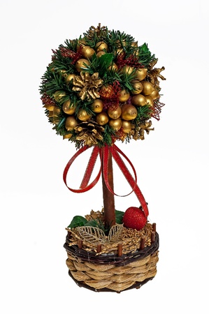 Christmas tree isolated over white backgroundの写真素材