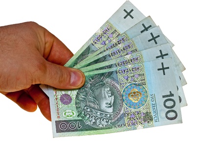 Polish money on the white backgroundの写真素材
