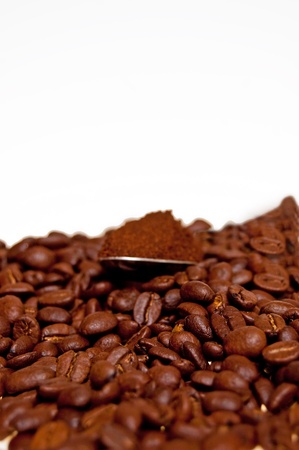 Coffee grains isolated on a white backgroundの写真素材