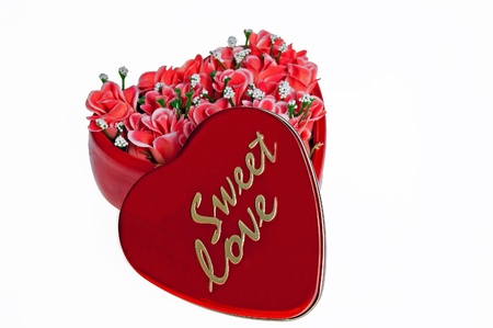 A heart filled with roses on Valentine's Dayの写真素材