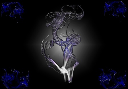 The flame of fire and smoke in the swift black background.の写真素材