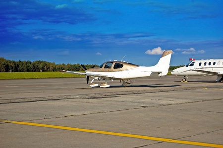 small aircraft, an airplane waiting for passengersの写真素材