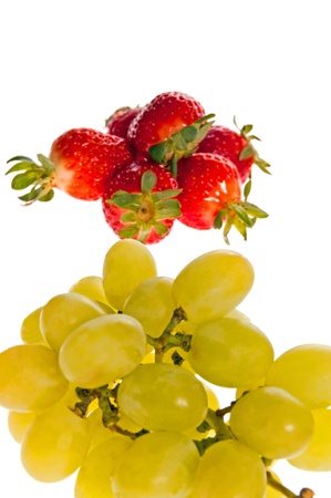 fresh fruit, grapes and strawberriesの写真素材