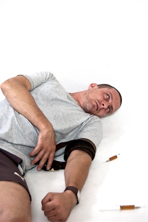 drug overdose on a white backgroundの写真素材