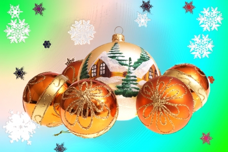 Christmas decoration with baubles on a Christmas treeの写真素材