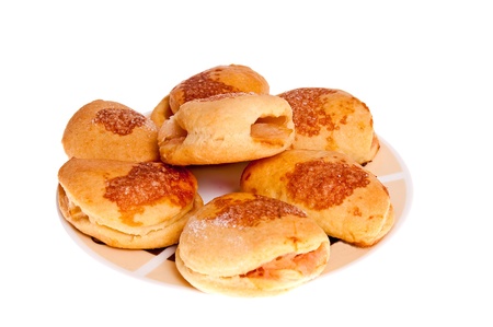 Homemade biscuits with apple on a plateの写真素材