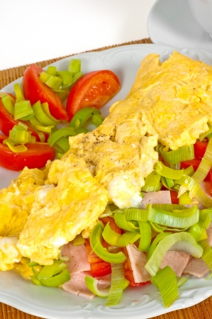 Omelet with vegetables for breakfastの写真素材