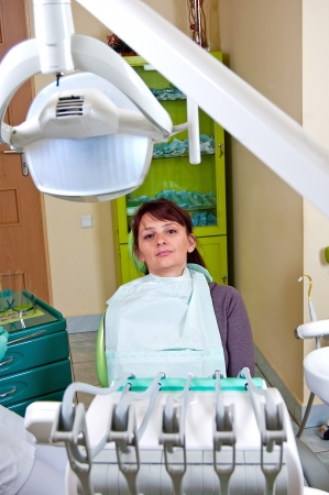 Dental treatment in a young woman in a dentist's officeの写真素材