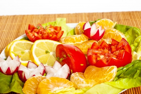 Mix vegetables and fruit for your breakfastの写真素材