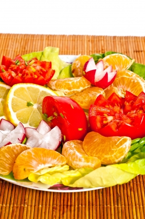 Mix vegetables and fruit for your breakfastの写真素材