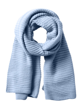 Blue winter scarf isolated on whiteの写真素材