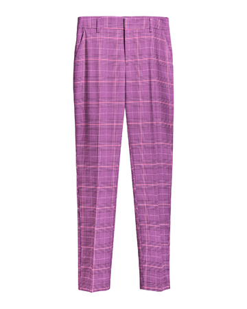 Pink elegant checked retro trousers isolated whiteの写真素材