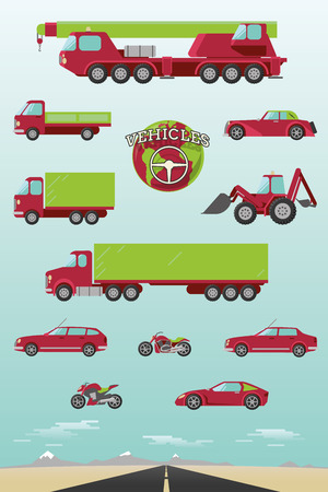 Illustration of different types of vehiclesのイラスト素材