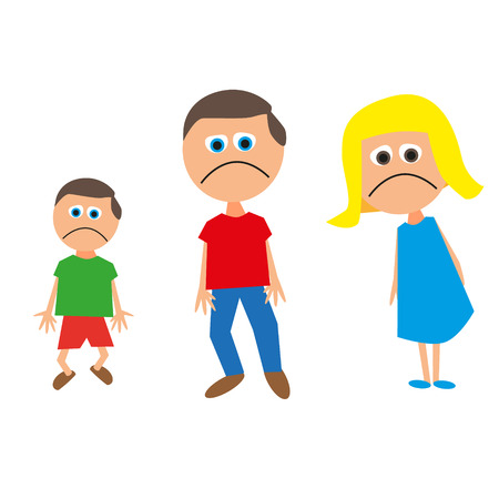 family of three sad smiling with sonのイラスト素材