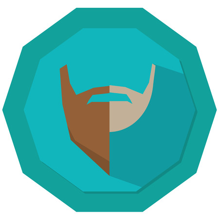half shaved beard illustration with green badge backgroundのイラスト素材